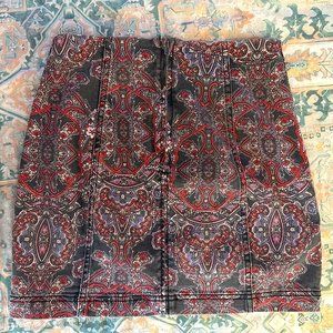 Free People We The Free Modern Femme Printed Red Black Blue Paisley Skirt